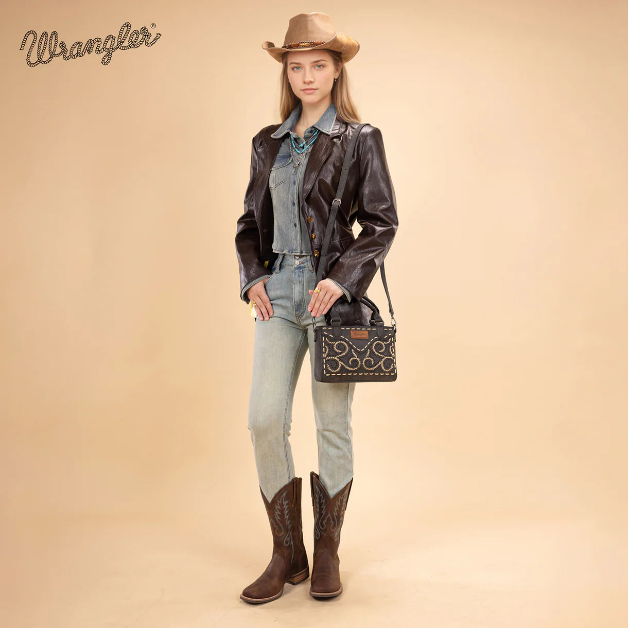 Wrangler Embroidered Swirl Mini Satchel/ Crossbody - WG337-2003