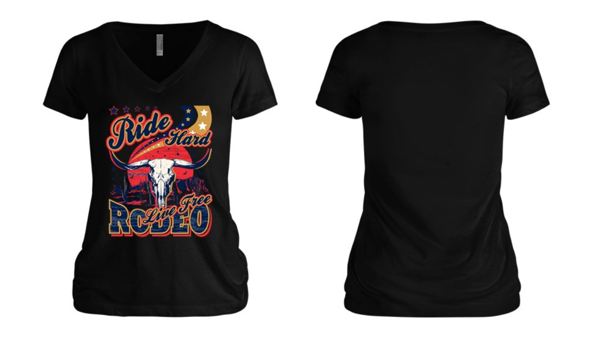 Ride Hard... Live Free Rodeo Women's V-Neck