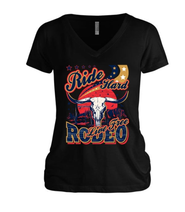 Ride Hard... Live Free Rodeo Women's V-Neck