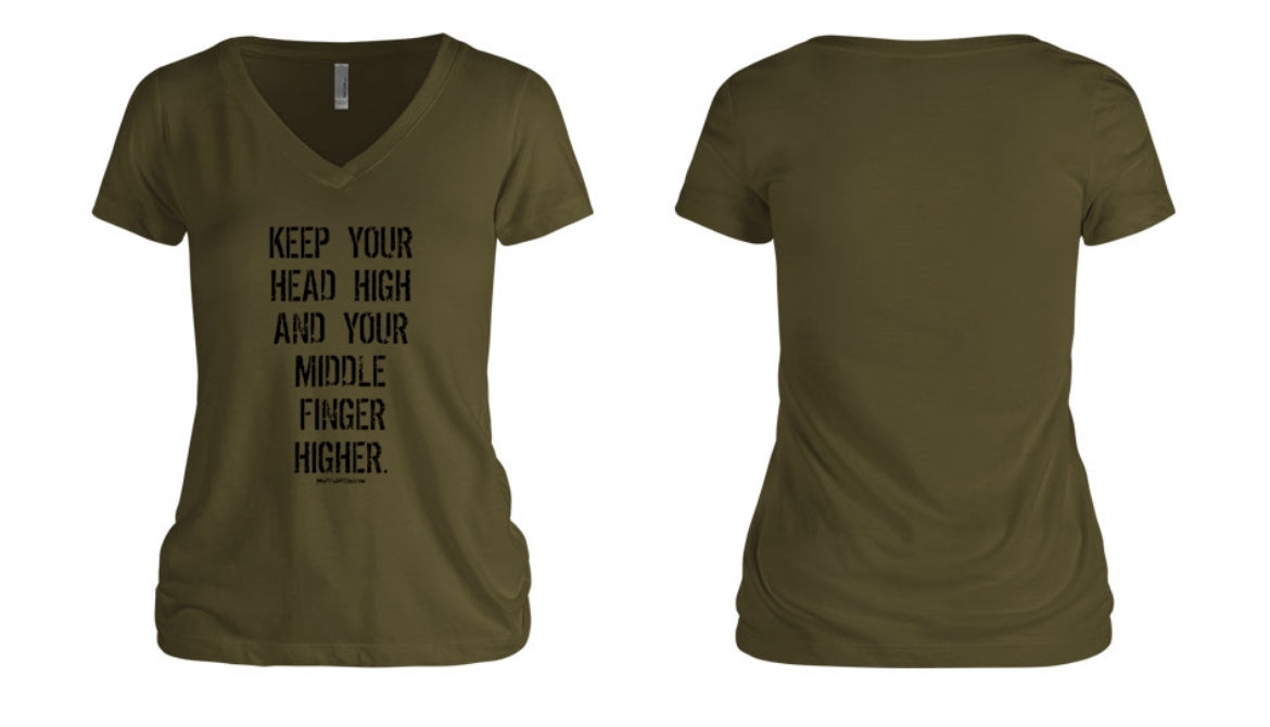 Head High and Middle Finger Higher Women's V-Neck