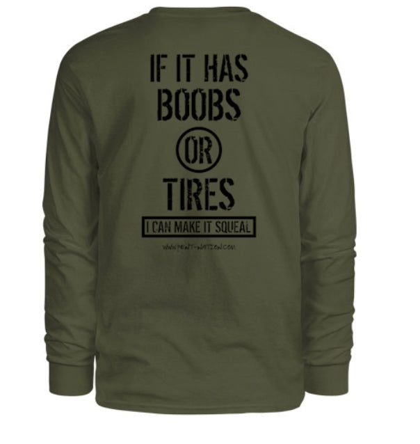 Boobs Or Tires Men's Long Sleeve Shirt