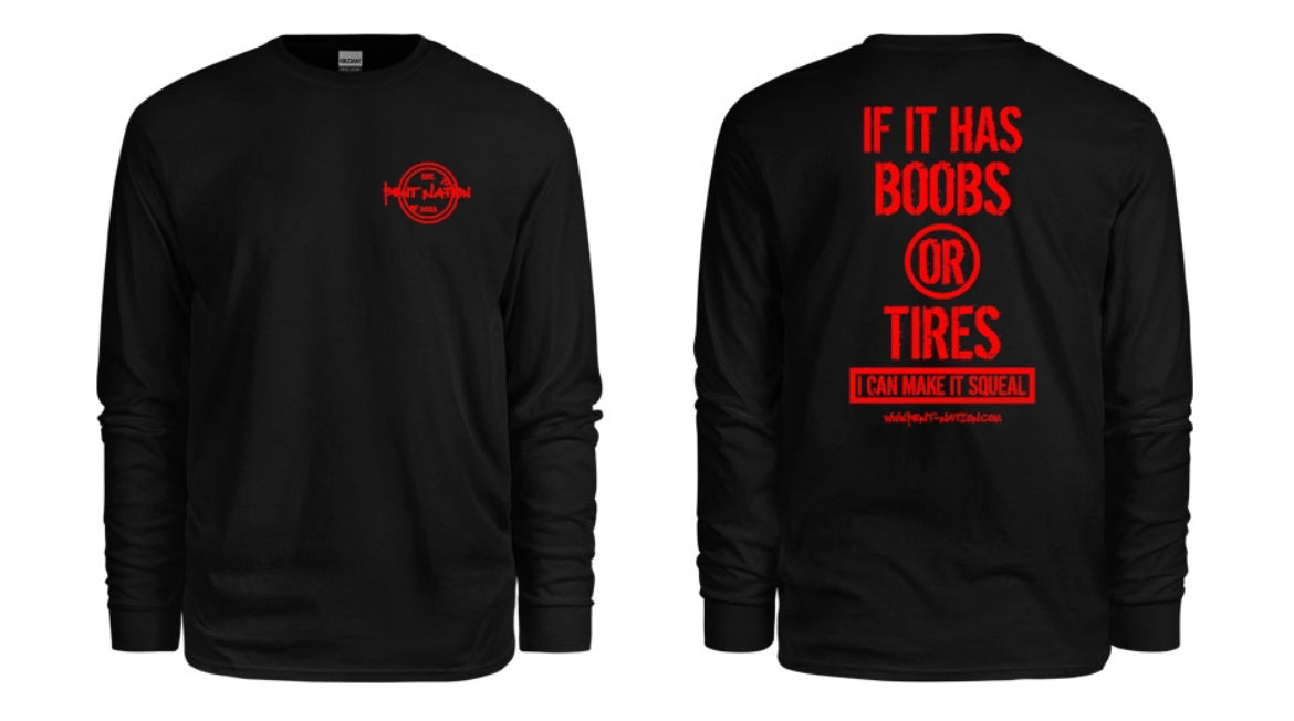 Boobs Or Tires Men's Long Sleeve Shirt