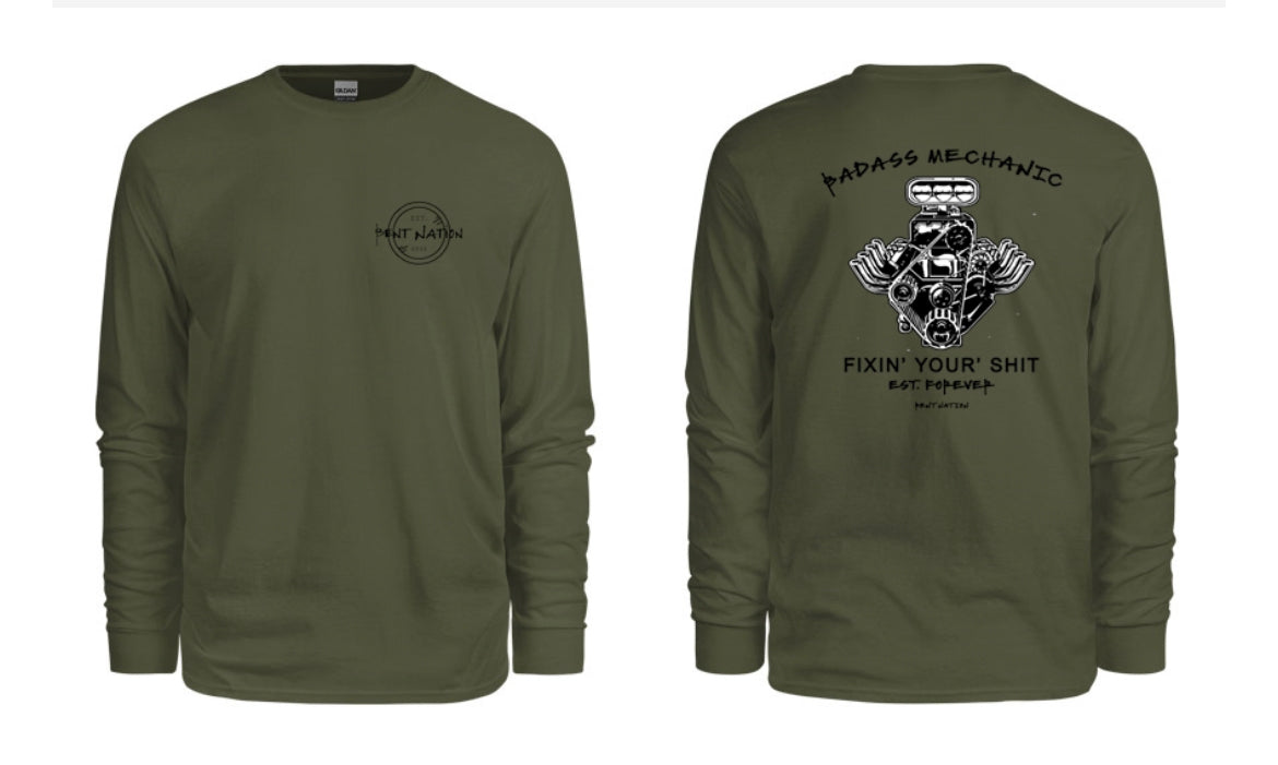 Badass Mechanic Fixin' Your Shit Men's Long Sleeve Shirt