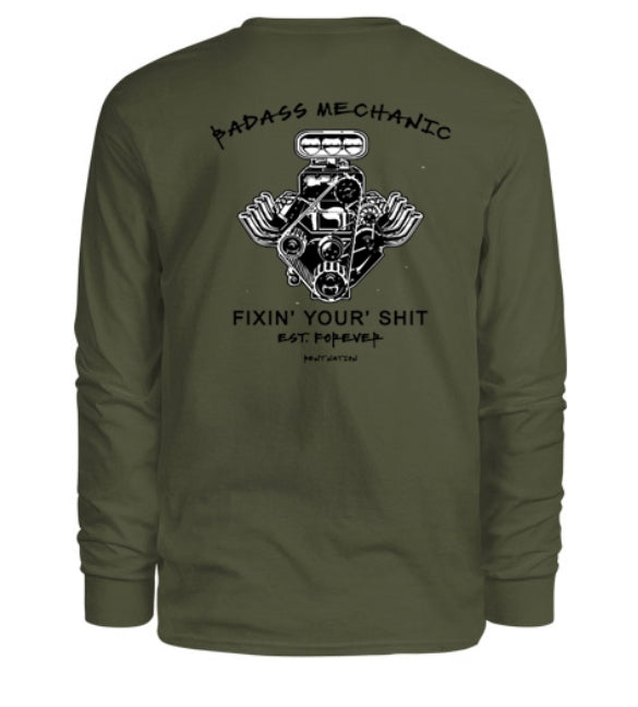 Badass Mechanic Fixin' Your Shit Men's Long Sleeve Shirt