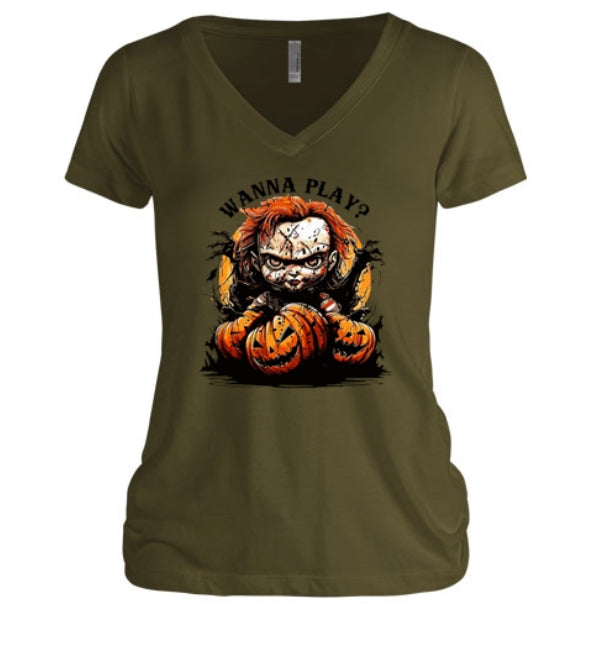 Wanna Play - Chucky Halloween Women's V-Neck