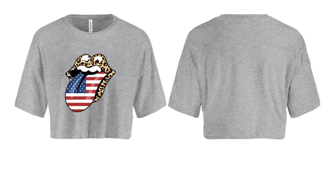 American Flag Lips Women's Crop Top