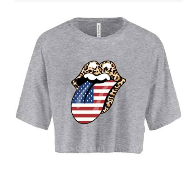 American Flag Lips Women's Crop Top