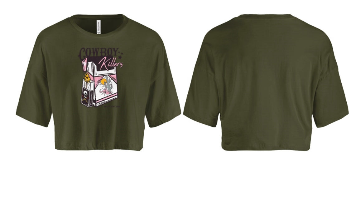 Cowboy Killers Women's Crop Top Pink & White