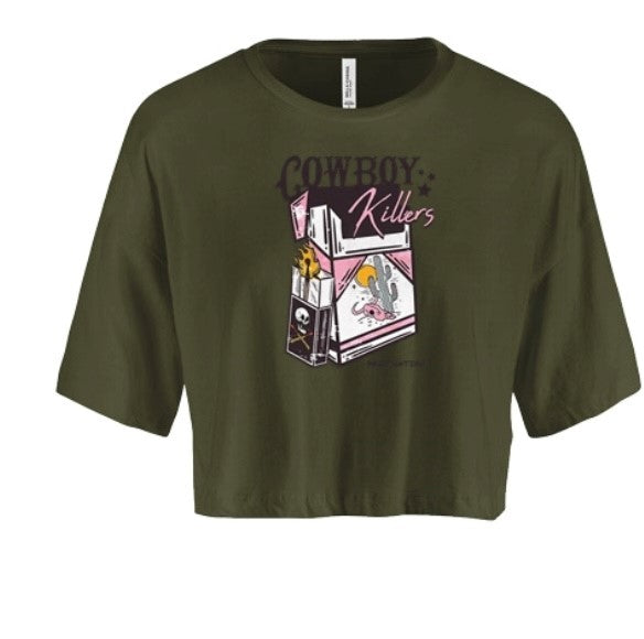 Cowboy Killers Women's Crop Top Pink & White