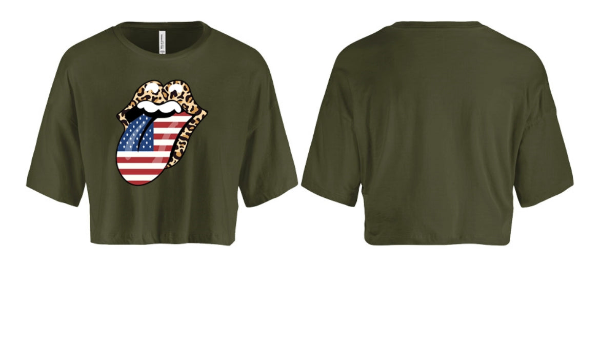 American Flag Lips Women's Crop Top