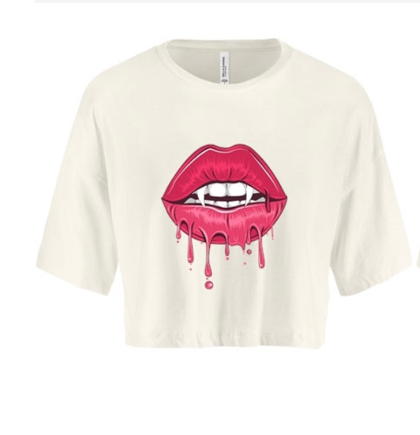 Halloween Fang Lips Women's Crop Top