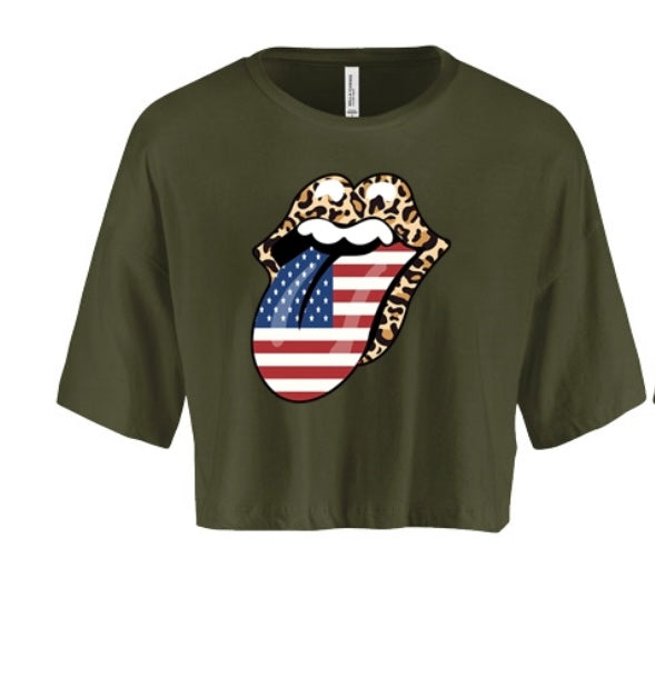 American Flag Lips Women's Crop Top