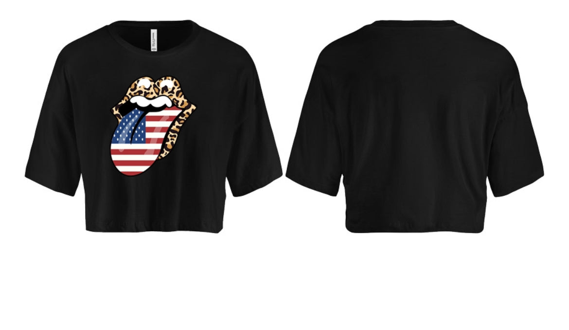 American Flag Lips Women's Crop Top