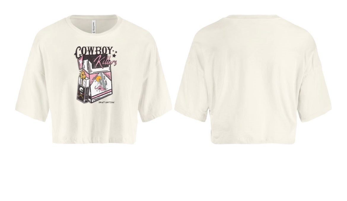 Cowboy Killers Women's Crop Top Pink & White