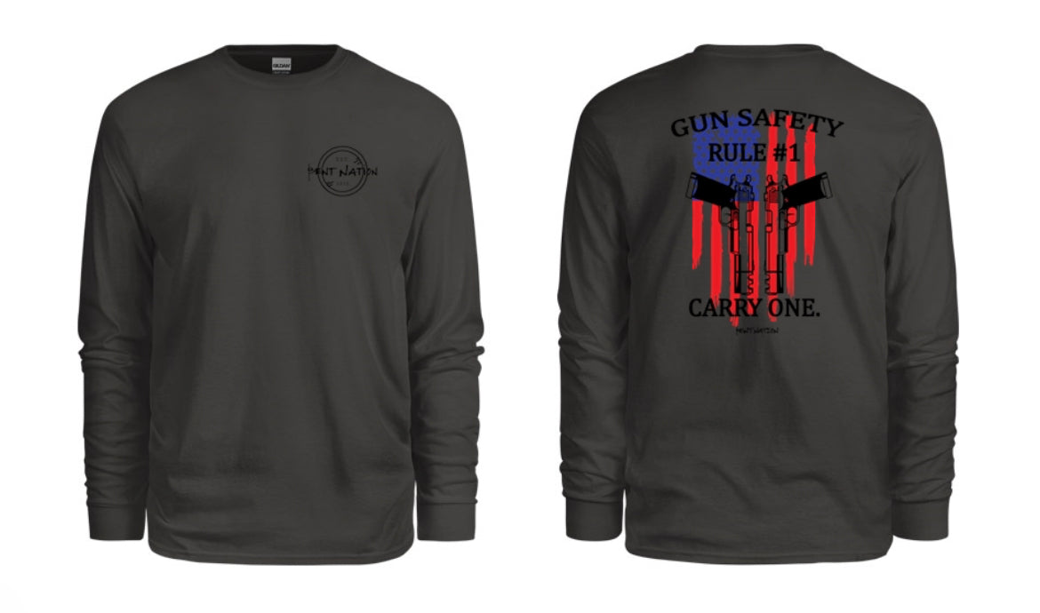 Gun Safety Rule #1 Carry One Men's Long Sleeve Shirt
