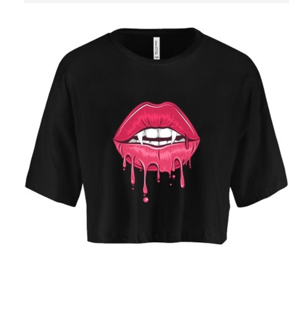 Halloween Fang Lips Women's Crop Top