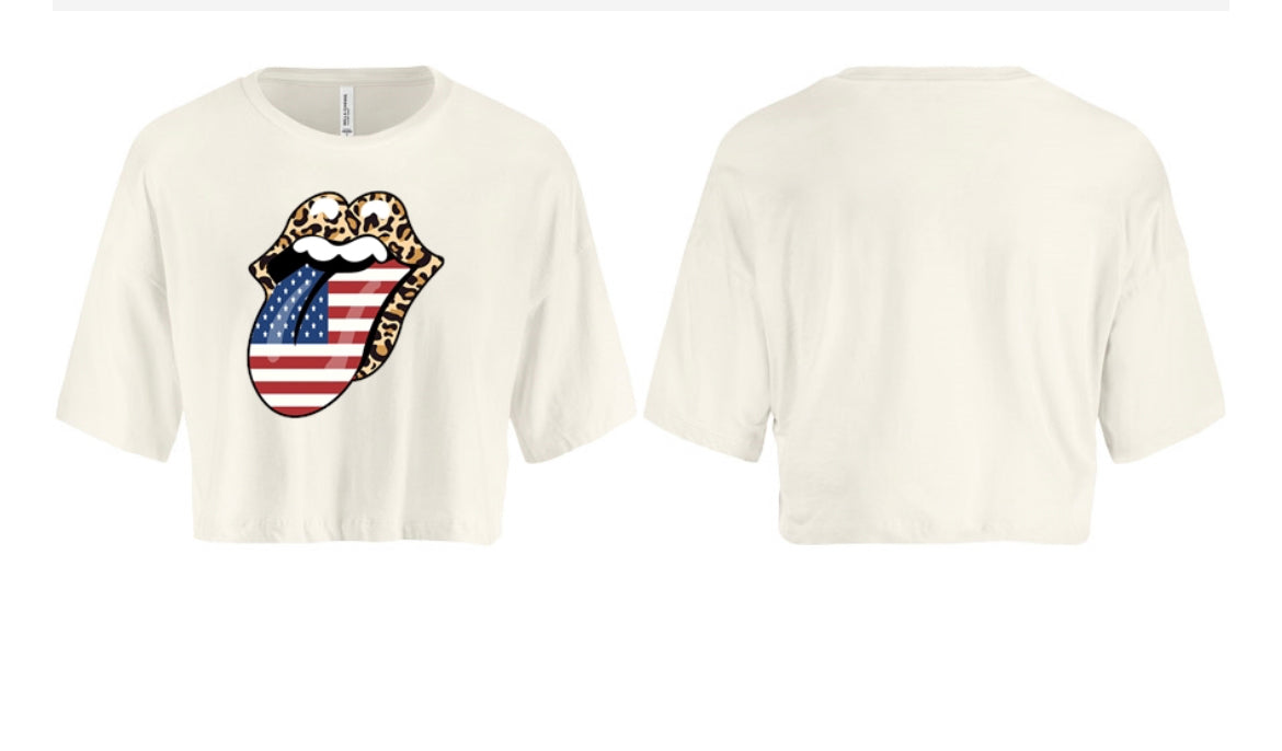 American Flag Lips Women's Crop Top