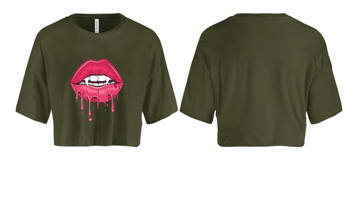 Halloween Fang Lips Women's Crop Top