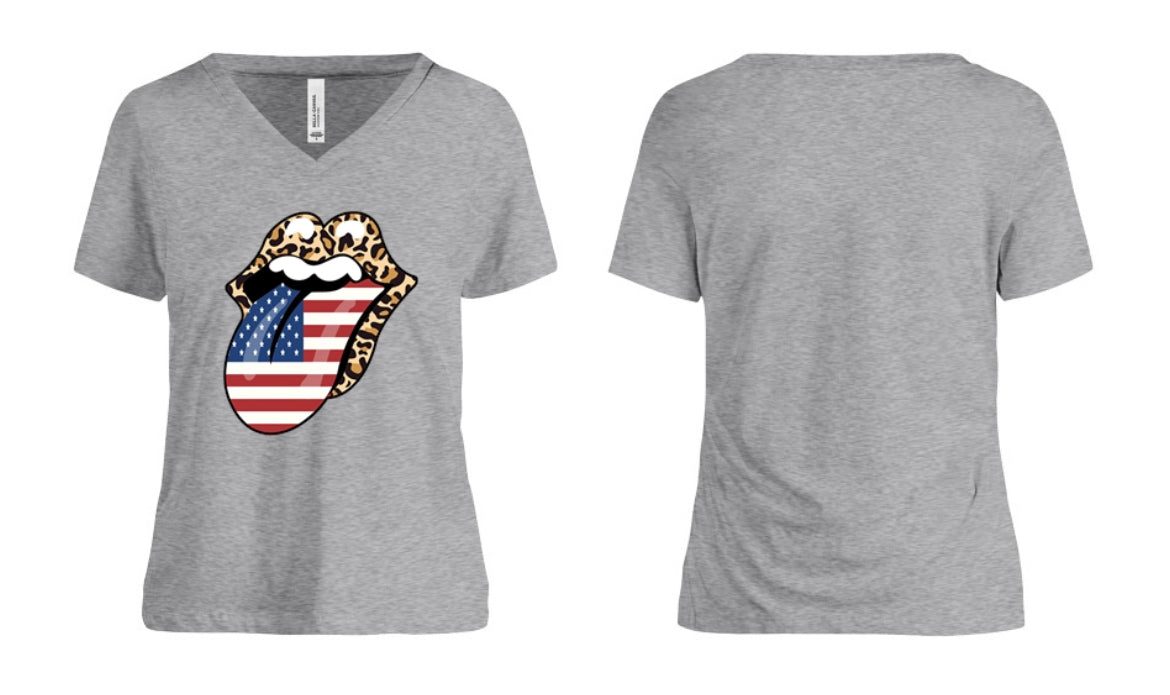 American Flag Lips Women's V-Neck