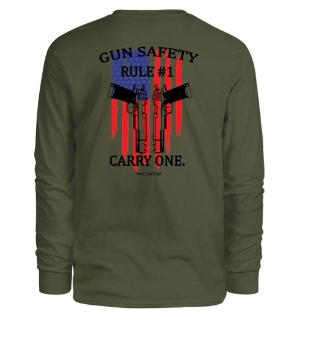 Gun Safety Rule #1 Carry One Men's Long Sleeve Shirt