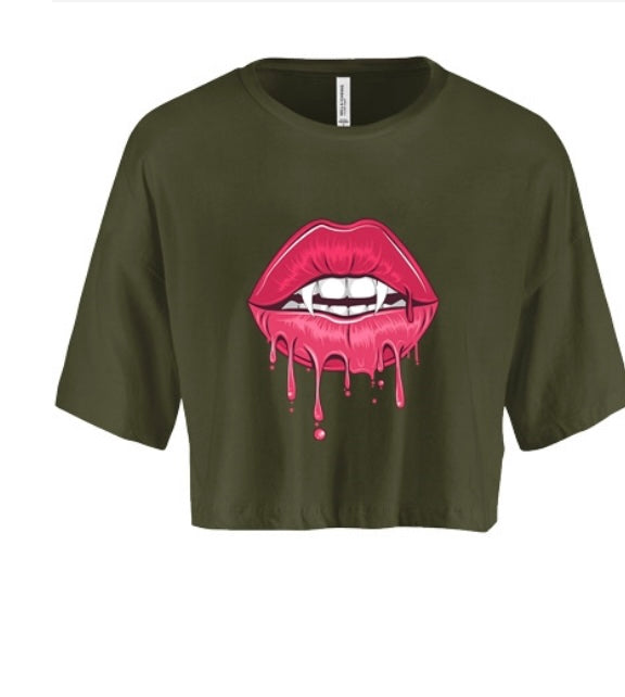 Halloween Fang Lips Women's Crop Top