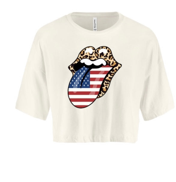 American Flag Lips Women's Crop Top