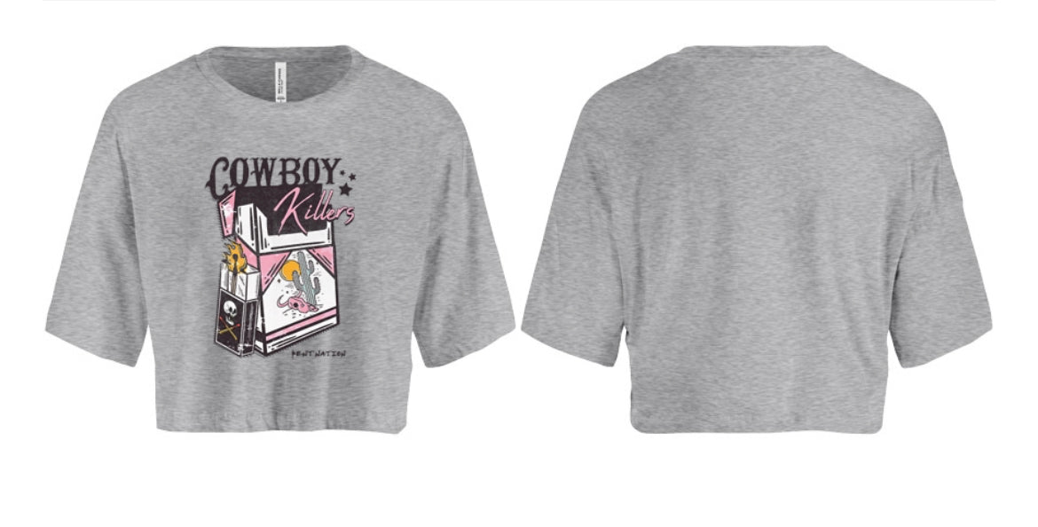 Cowboy Killers Women's Crop Top Pink & White
