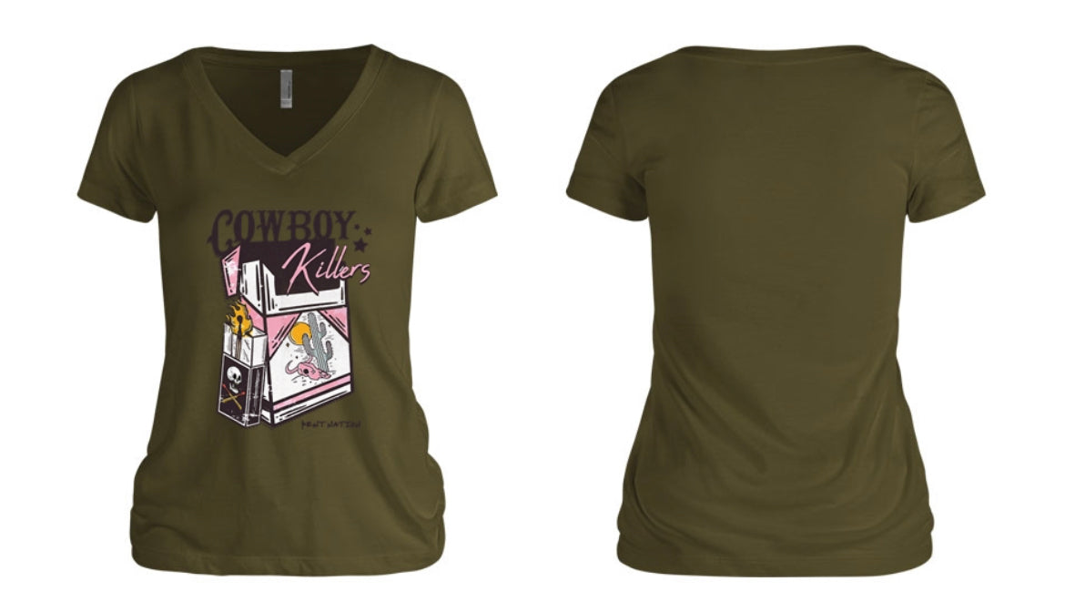 Cowboy Killers Pink & White Women's V-Neck