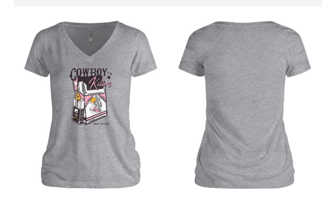 Cowboy Killers Pink & White Women's V-Neck