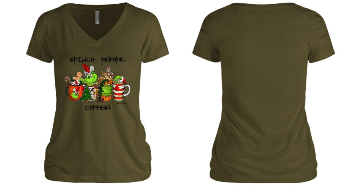 Grinch Before Coffee Women's V-Neck