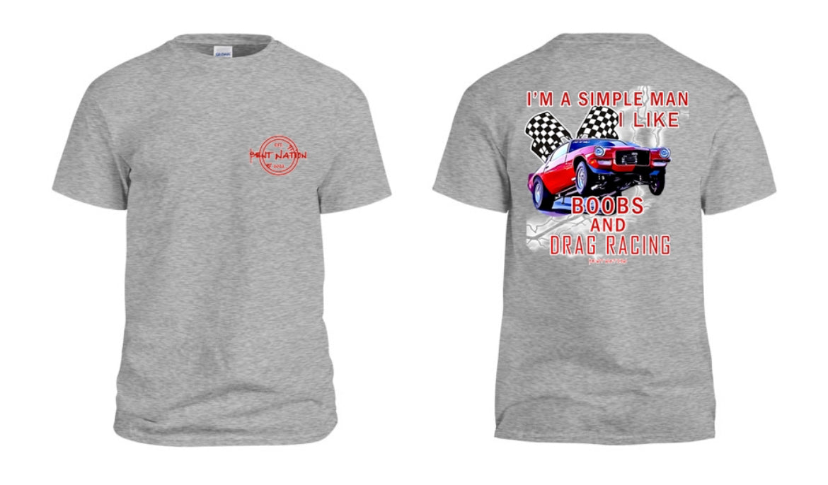 Simple Man I Like Boobs and Drag Racing Men's T-Shirt