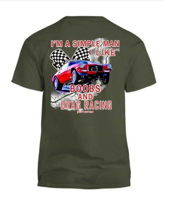 Simple Man I Like Boobs and Drag Racing Men's T-Shirt