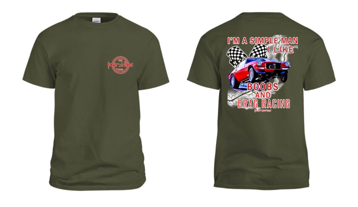 Simple Man I Like Boobs and Drag Racing Men's T-Shirt