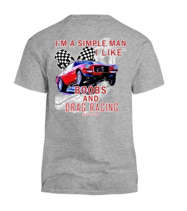 Simple Man I Like Boobs and Drag Racing Men's T-Shirt