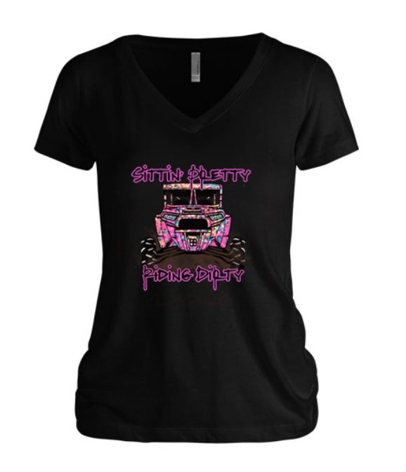 Sittin' Pretty Riding Dirty Women V-Neck
