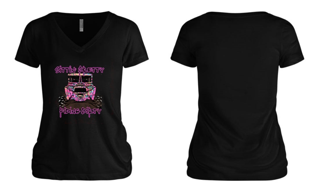 Sittin' Pretty Riding Dirty Women V-Neck