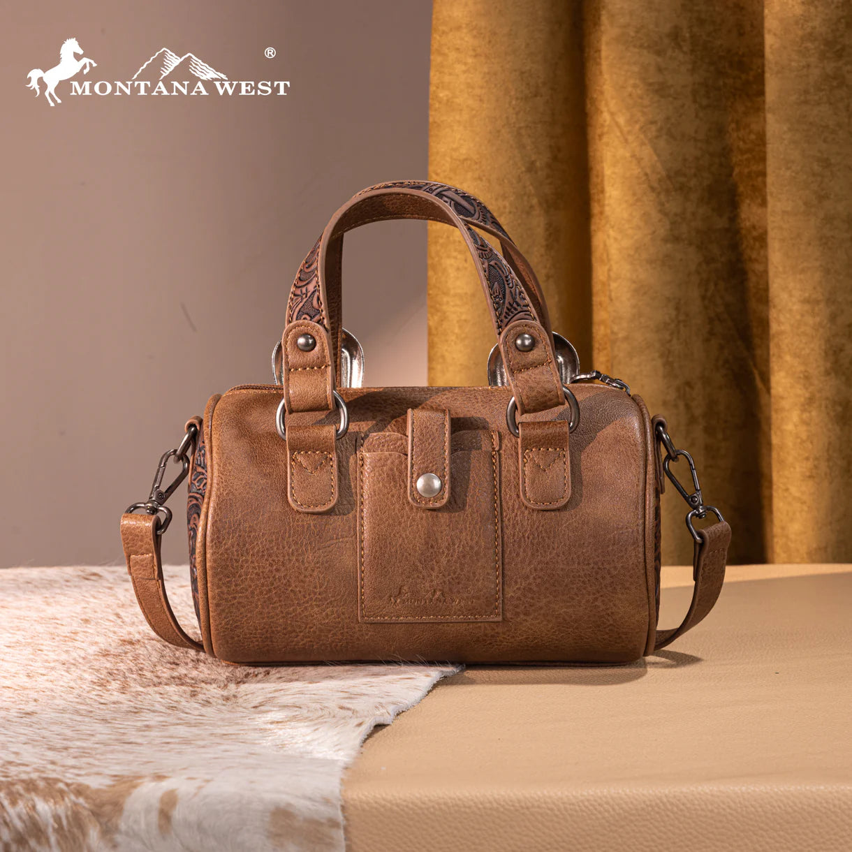 Montana West Western Tooled Buckle Collection Mini Barrel Crossbody Bag - MW1338-8802