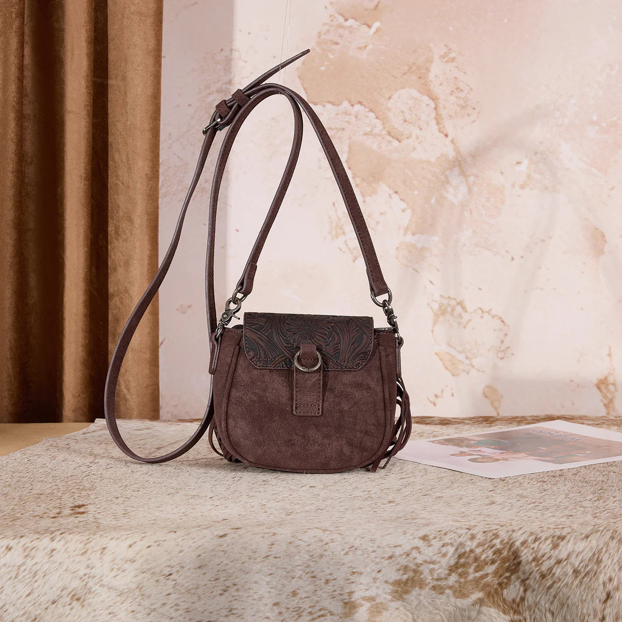 Montana West Embossed Fringe Mini Crossbody - MW1366-8360CF