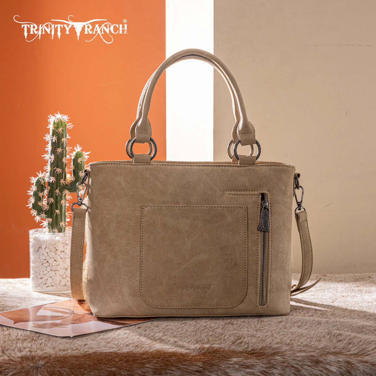 Trinity Ranch Genuine Hair-On Cowhide Collection Concealed Carry Tote - TR198G-8899