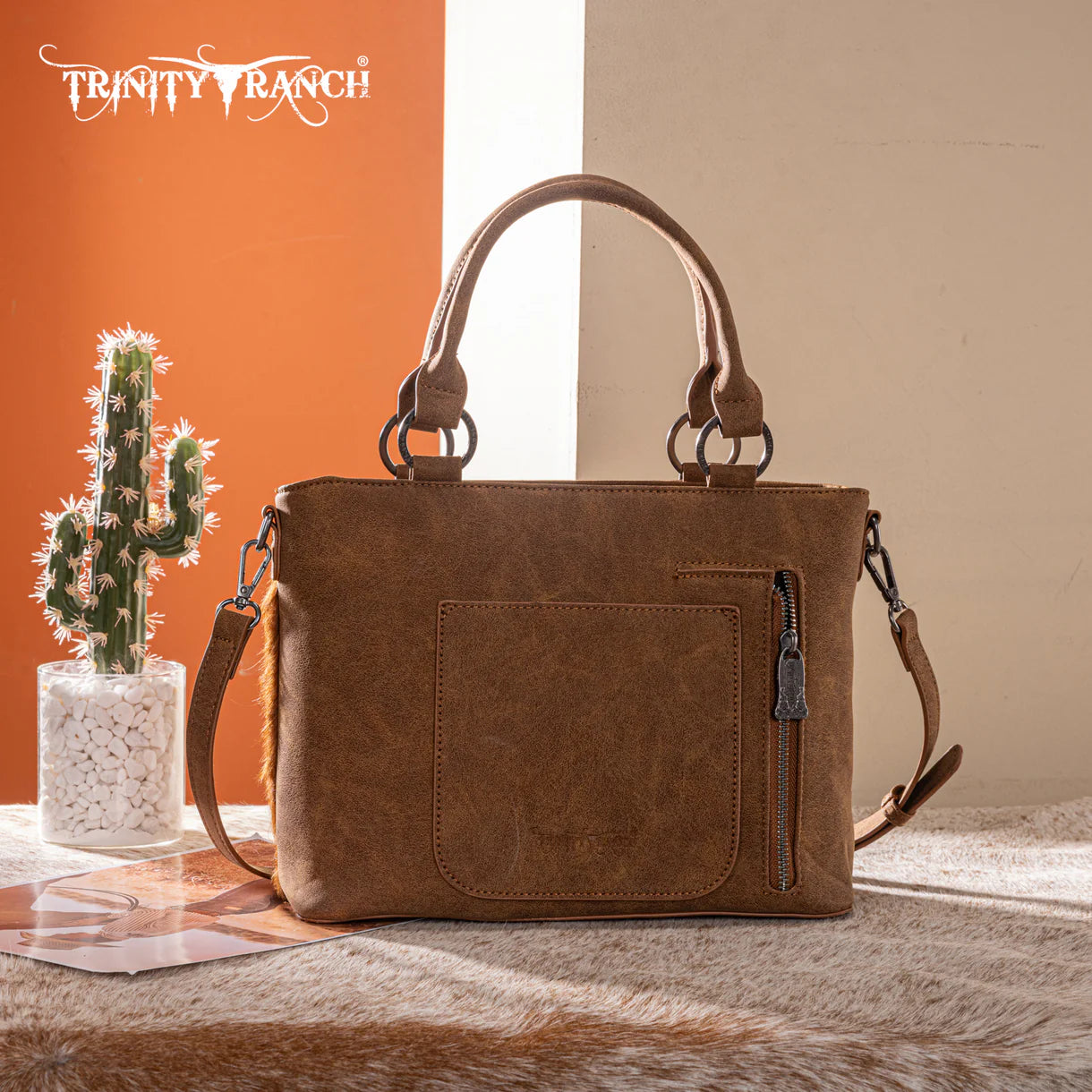 Trinity Ranch Genuine Hair-On Cowhide Collection Concealed Carry Tote - TR198G-8899