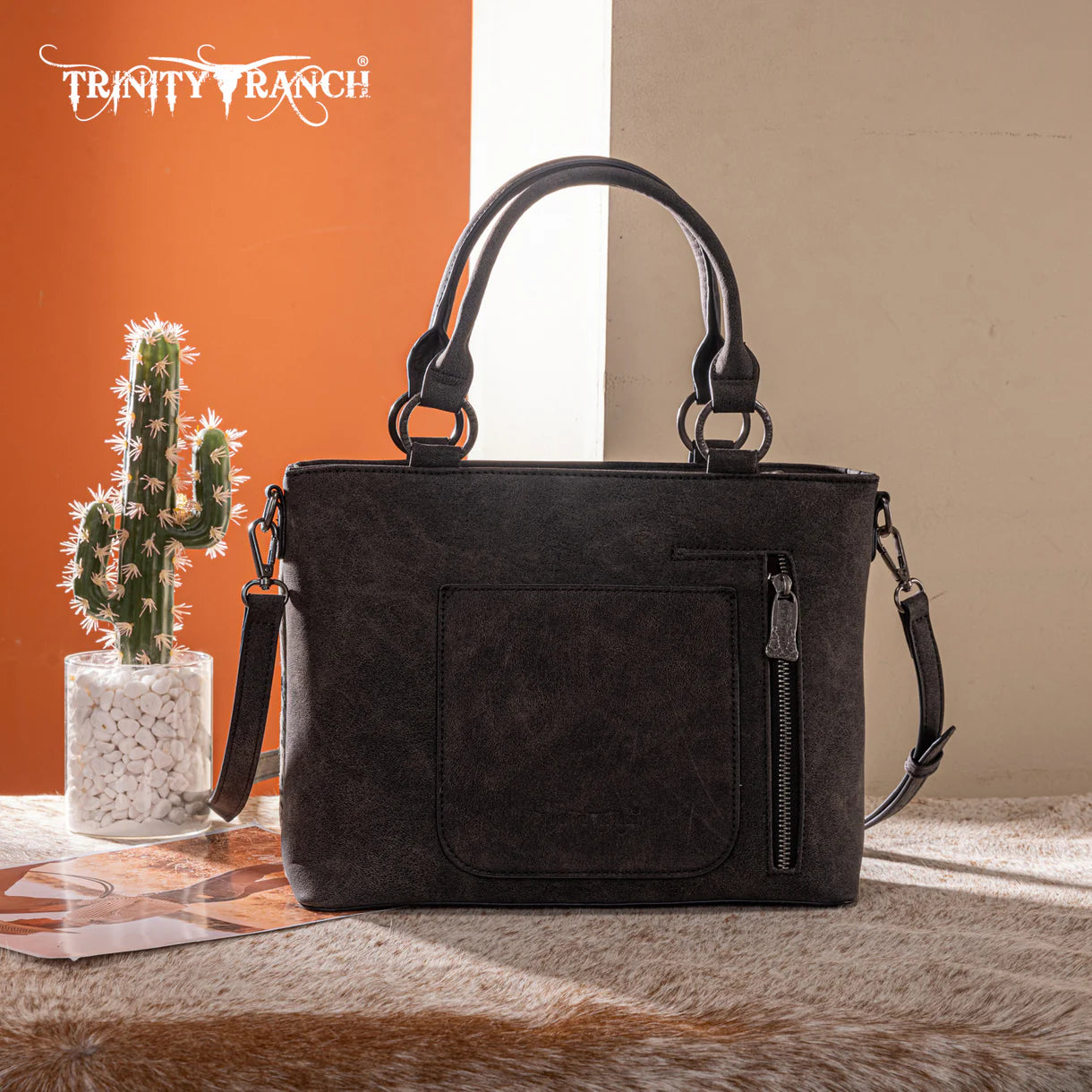 Trinity Ranch Genuine Hair-On Cowhide Collection Concealed Carry Tote - TR198G-8899