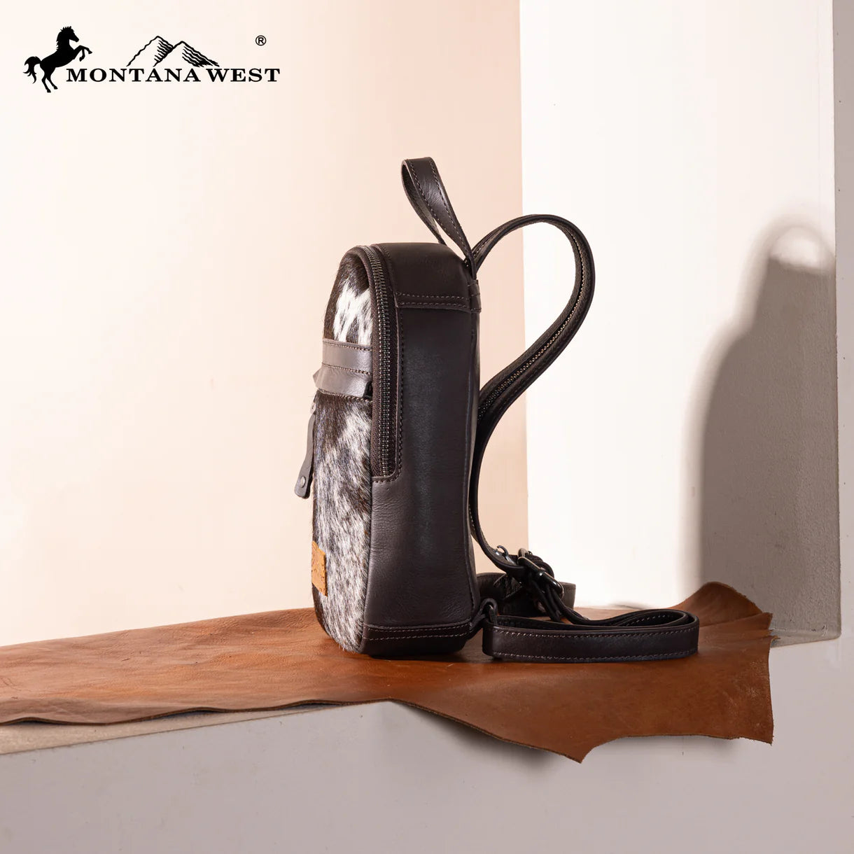 Montana West Genuine Hair-On Cowhide Convertible Sling Backpack - MWR-066