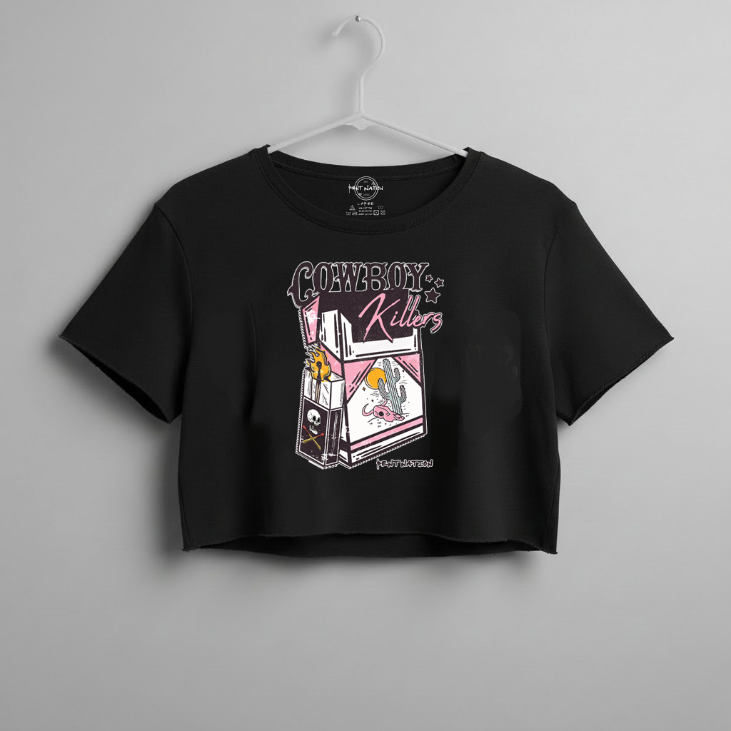 Cowboy Killers Women's Crop Top Pink & White