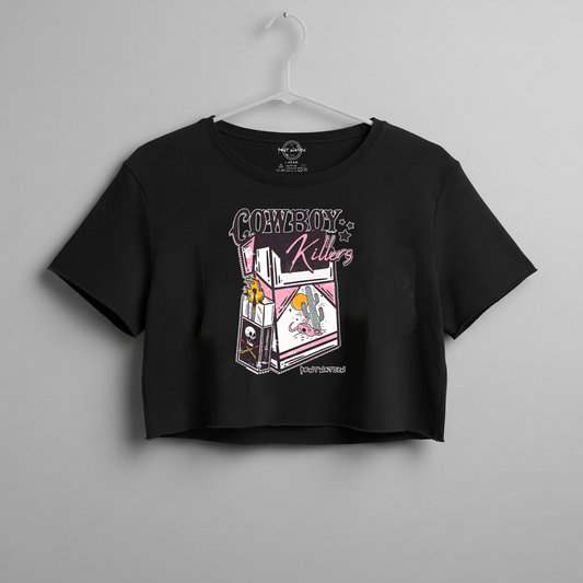 Cowboy Killers Women's Crop Top Pink & White