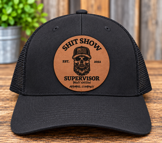 Shitshow Supervisor Leatherette Trucker Hat