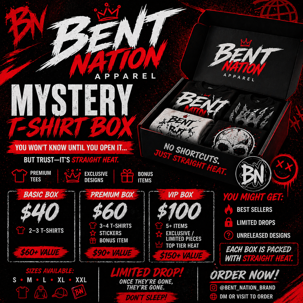 BENT NATION MYSTERY T-SHIRT BOX BASIC BOX 🔥