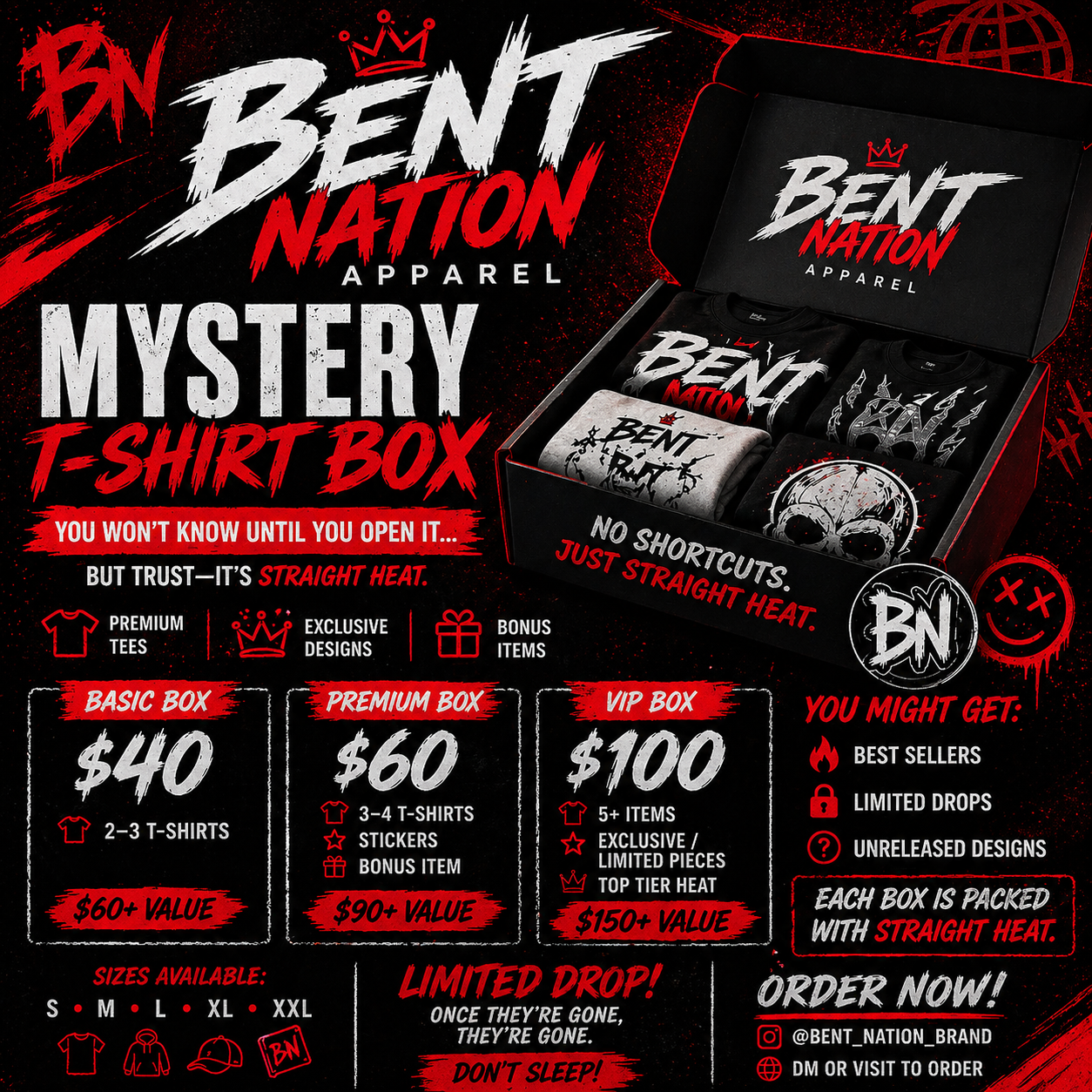 BENT NATION MYSTERY T-SHIRT BOX PREMIUM BOX 🔥