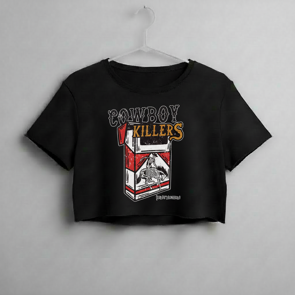 Cowboy Killers Women's Crop Top Pink & White
