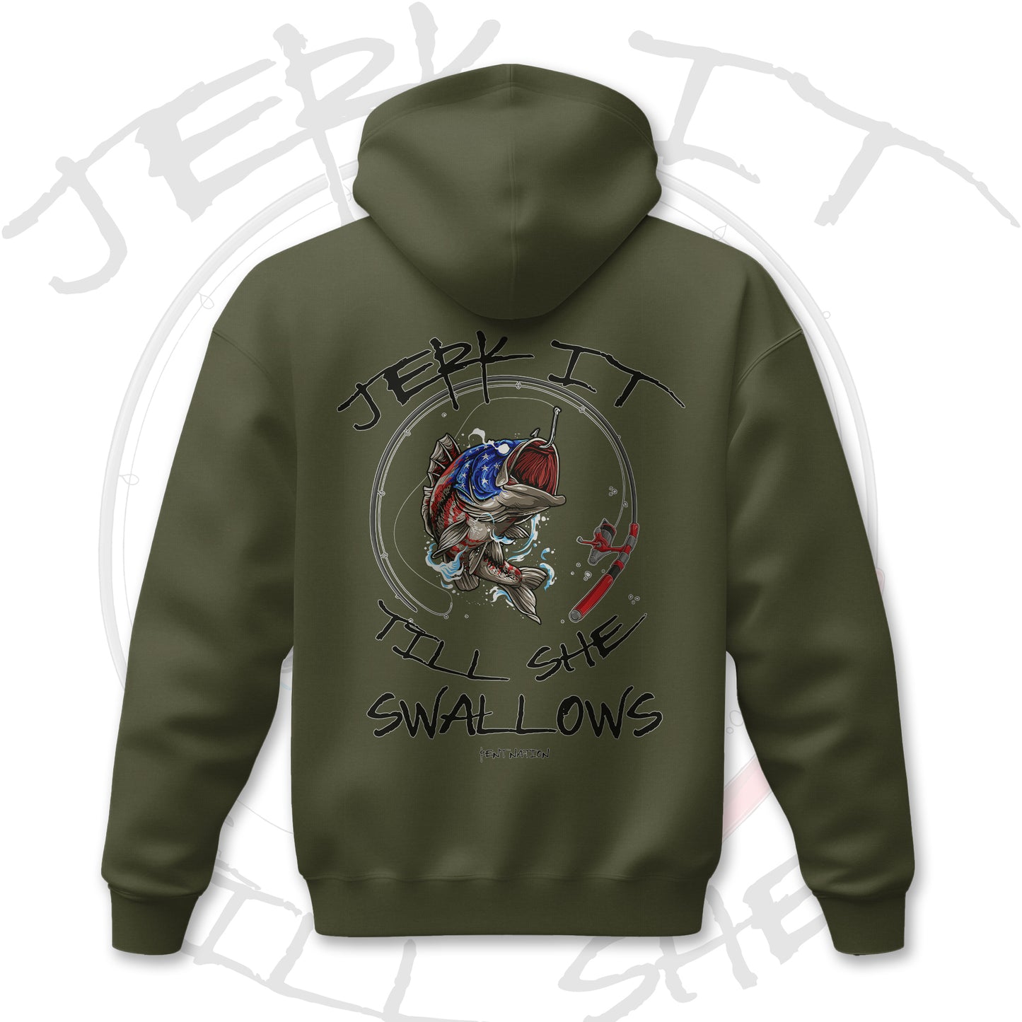 🐟 Jerk It Till She Swallows – Patriotic Fishing Hoodie