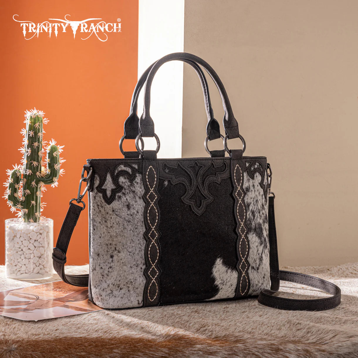 Trinity Ranch Genuine Hair-On Cowhide Collection Concealed Carry Tote - TR198G-8899